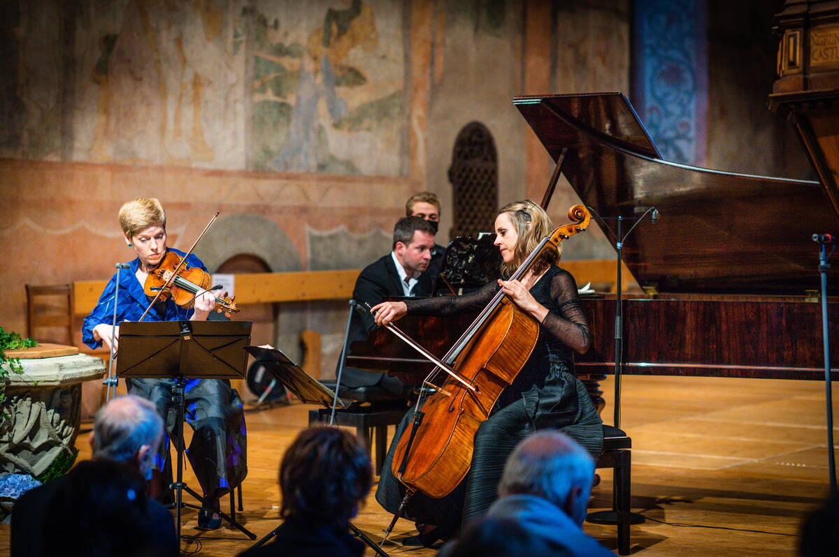 Isabelle Faust, Sol Gabetta, Bertrand Chamayou, Kirche Saanen Isabelle Faust, Sol Gabetta, Bertrand Chamayou, Kirche Saanen